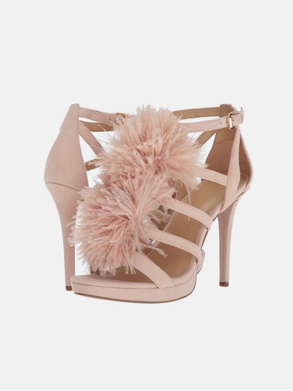 Michael Kors Fara Suede Pom Pom Sandal Heels